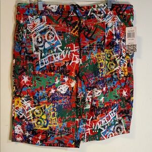 Fresh Colorful Graffiti Print Shorts